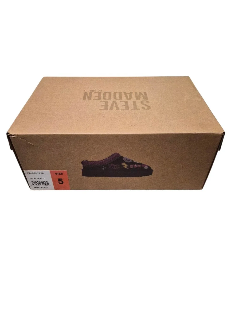 Steve Madden Kids Girls Black Whirl Slippers Graphic Size 5 NWT